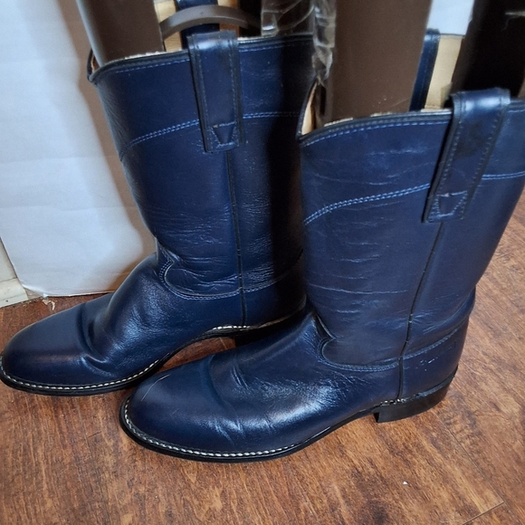 Roy Cooper Made In USA Blue Leather Cowboy Boots 6.5 - Picture 7 of 13